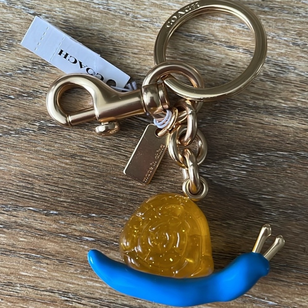 Coach Gold and Blue Snail Keychain